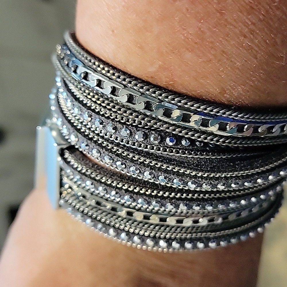 Silver double wrap bracelet